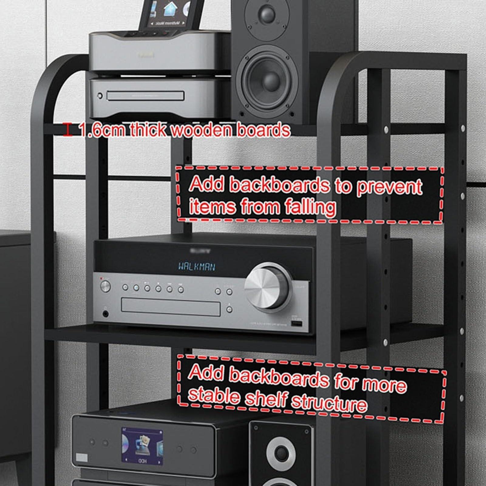 XingLi XingLi 3/4/5-Tier Audio Equipment Rolling Cart RackLarge Stereo Black Storage Cabinet - Office Bedroom Living Room AV Media Shelf(Size:4 Tier-H100cm)