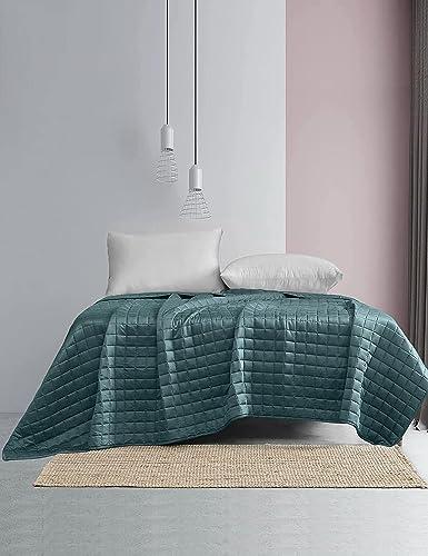 YnM YnM Exclusive Cooling Weighted Blanket, Smallest Compartments, Bed Blanket for One Person of 140lbs, Ideal for Twin/Full Bed (48x72 Inches, 15 Pounds, Sea Grass)