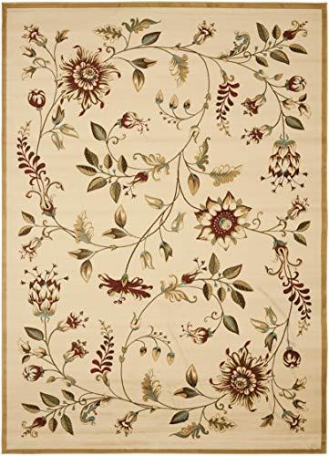 Safavieh SAFAVIEH Lyndhurst Collection Area Rug - 8\' x 11\', Ivory & Multi, Traditional Floral Design, Non-Shedding & Easy Care, Ideal for High Traffic Areas in Living Room, Bedroom (LNH552-1291)