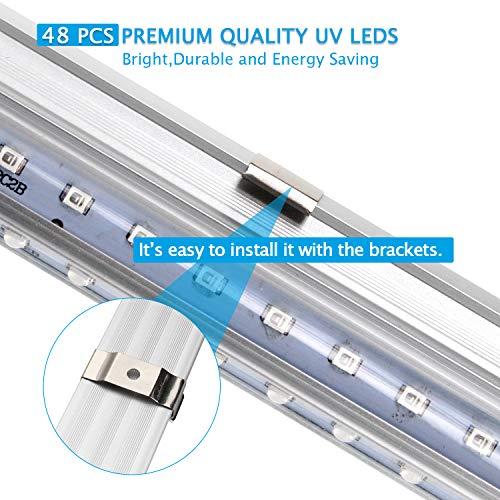 Exulight LED Black Light Bar, Exulight 10W T8 48 LEDs UV Led Tube Blacklight, Black Lights for Parties Halloween Body Paint Room Bedroom Décor Poster Lighting