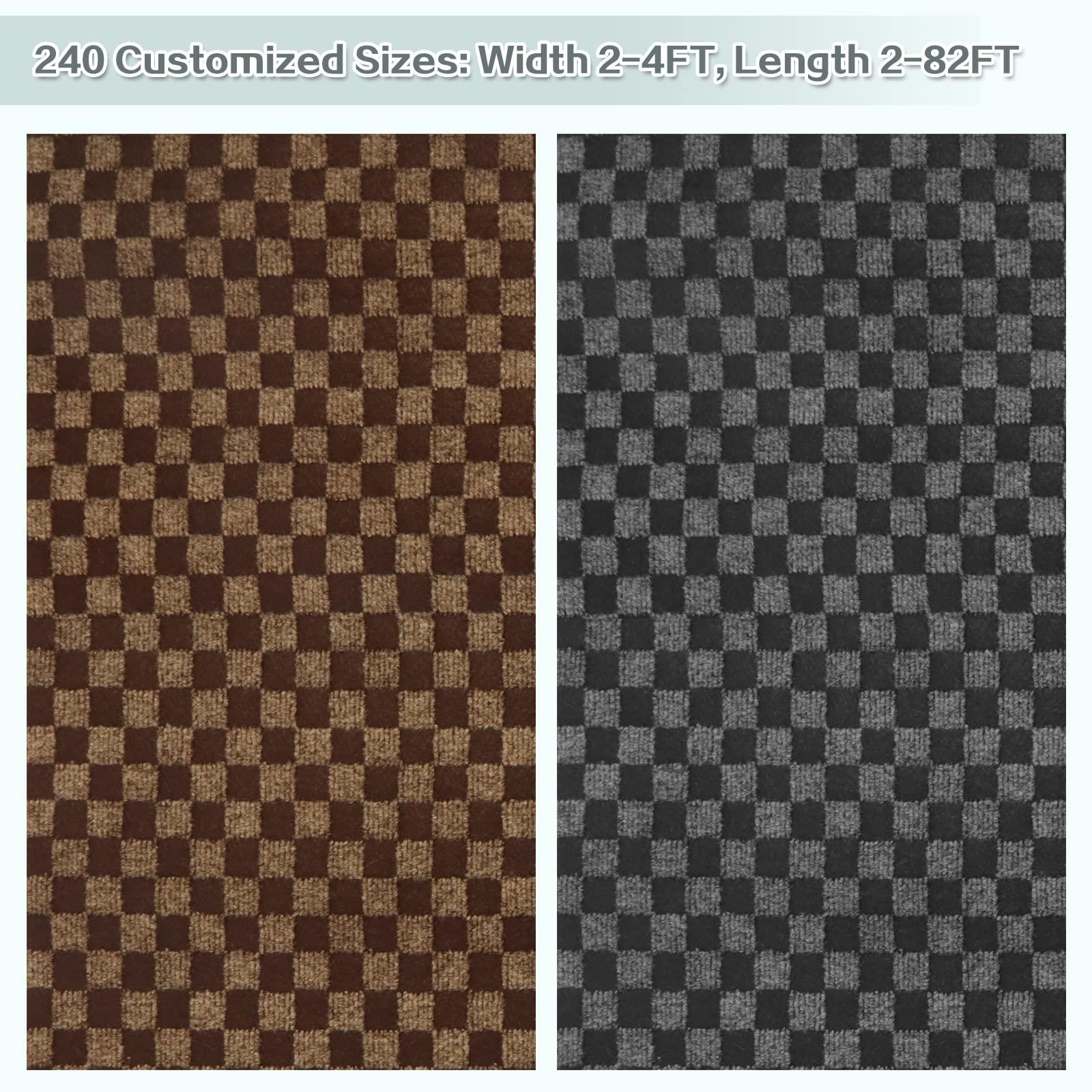 ZGR HOME&GARDEN Custom Size Runner Rug 3 ft x 20 ft, ZGR 2-82ft Carpet Runners Hallway Entryway Kitchen Garage Laundry Room Area Rugs with Non-Slip Rubber Backing, Checkered Black
