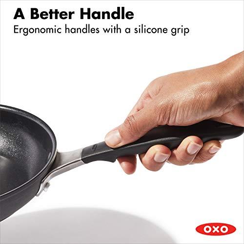 OXO OXO Good Grips 8" Frying Pan Skillet, 3-Layered German Engineered Nonstick Coating, Stainless Steel Handle with Nonslip Silicone, Black