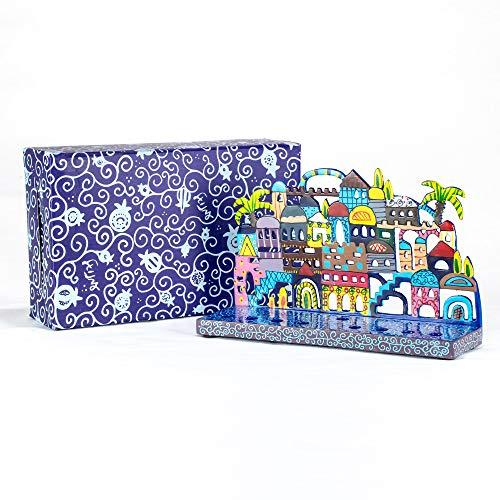 Yair Emanuel Jerusalem Laser Cut Metal Hanukkah Menorah by Yair Emanuel