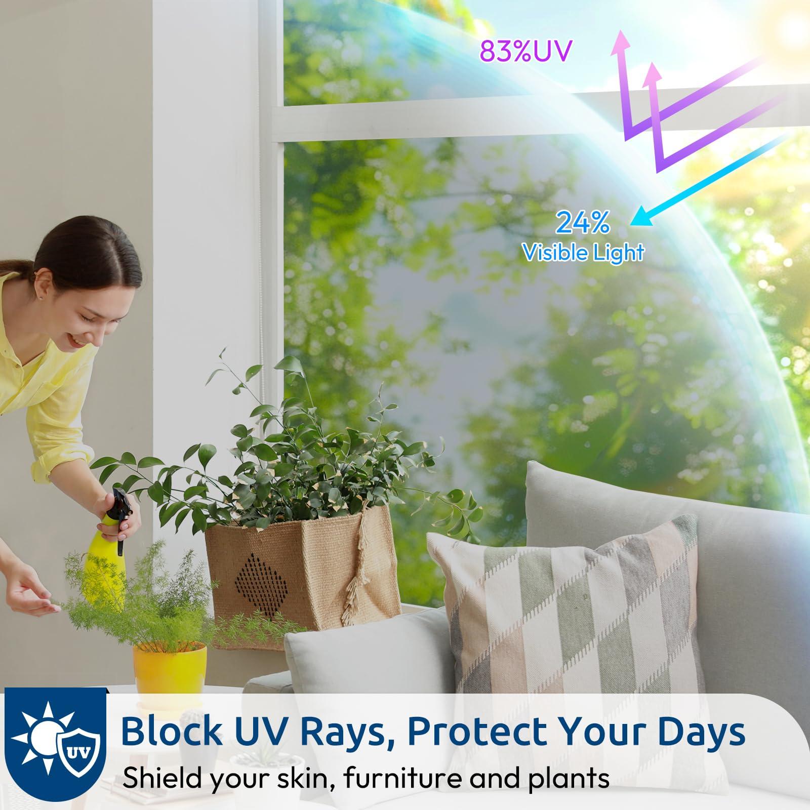 rabbitgoo rabbitgoo Window Privacy Film One Way Window Tint for Home, Removable Reflective Heat Sun Blocking Anti UV Glass Door Covering, Mirror Tinting Film House Office, 35.4 in X 9.8 Feet, Silver