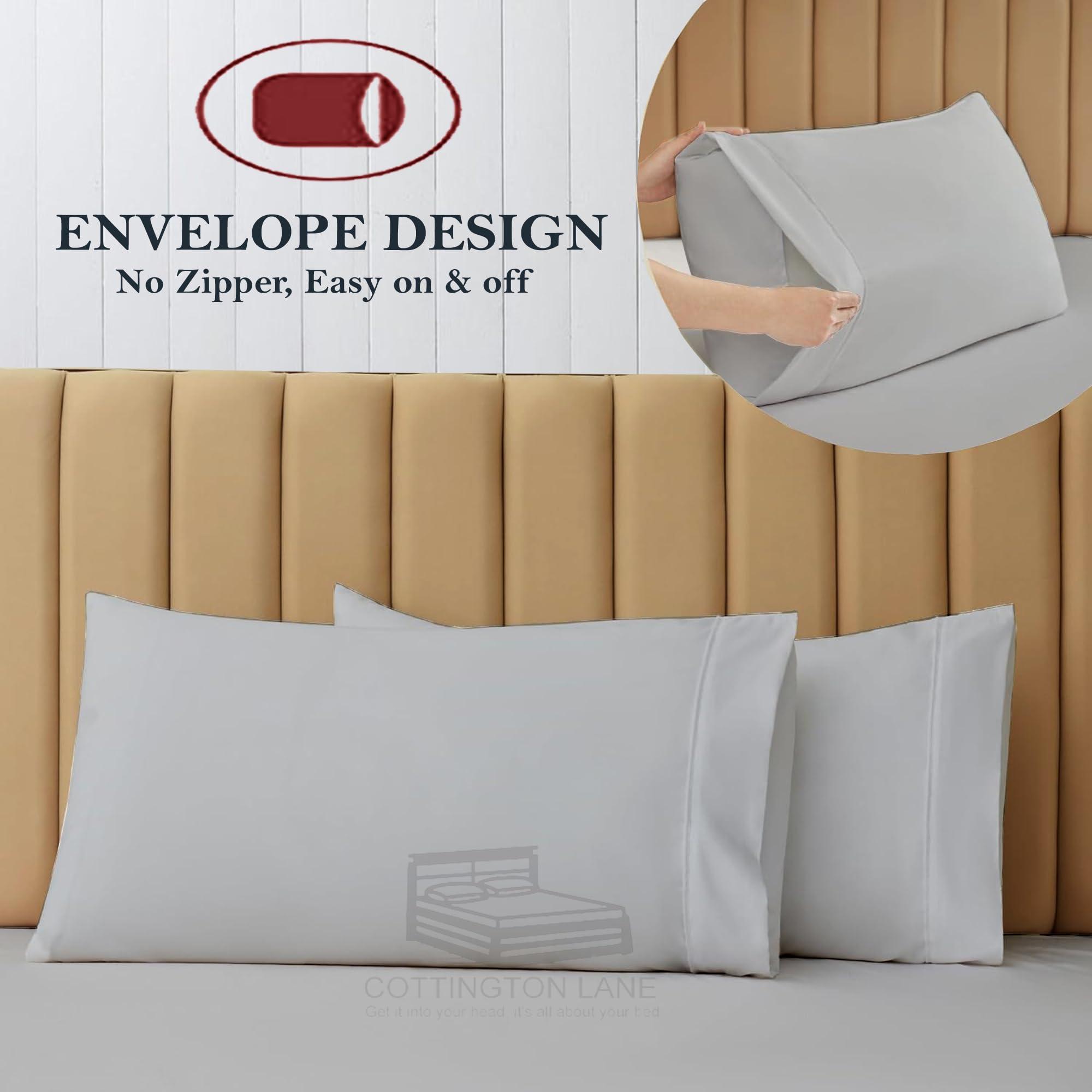 Cottington Lane Extra Deep Pocket California King Size Sheets - 22 Inch Extra Deep Pocket Fitted Sheet - 400 Thread Count 100% Egyptian Cotton - 22 Inch Extra Deep Sheets Calking - 4 PC Bed Sheets(Silver Grey Solid)