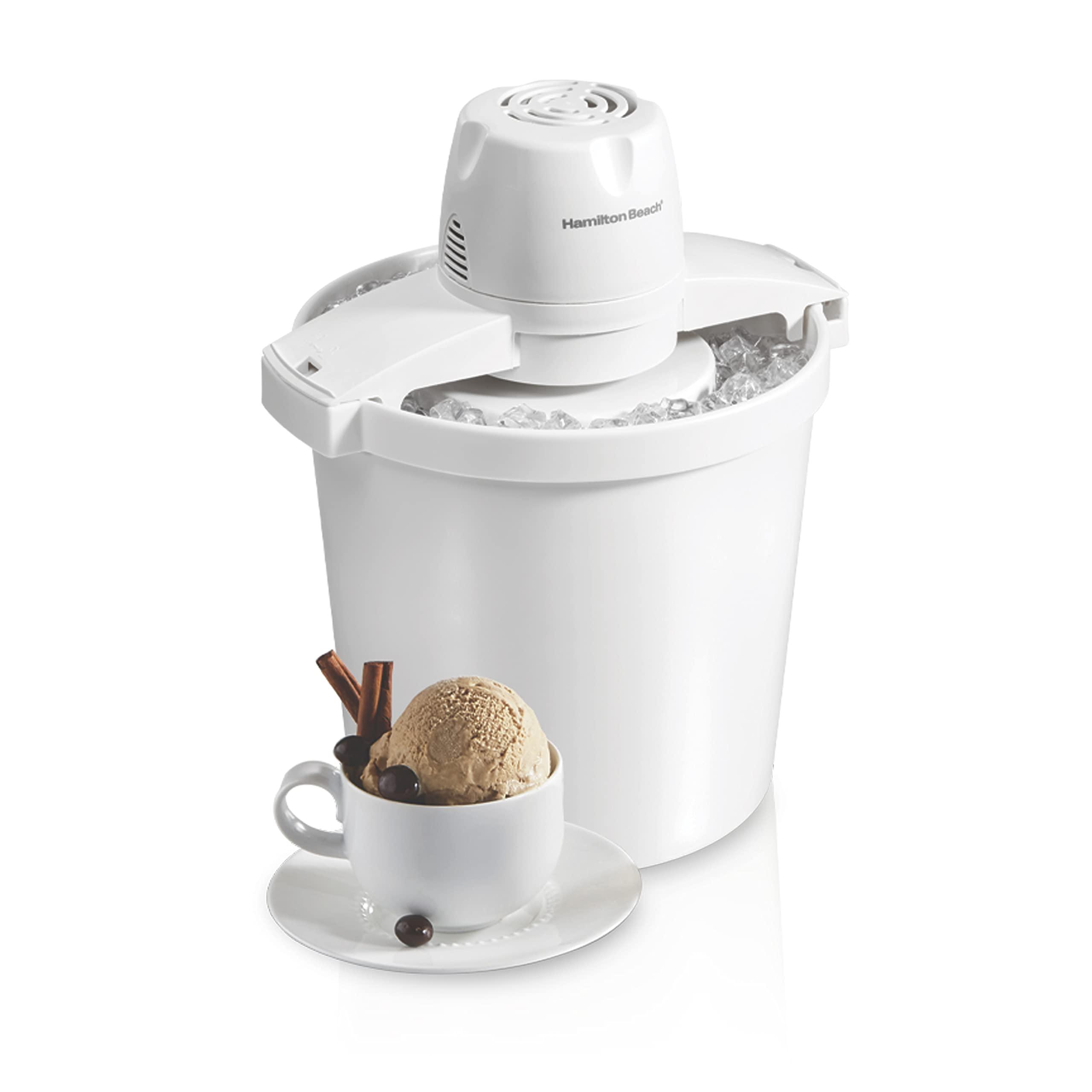 Hamilton Beach Hamilton Beach Electric Automatic Ice Cream Maker & Frozen Yogurt Machine, Makes Custard, Sorbet, Gelato and Sherbet, 4 Quart, White
