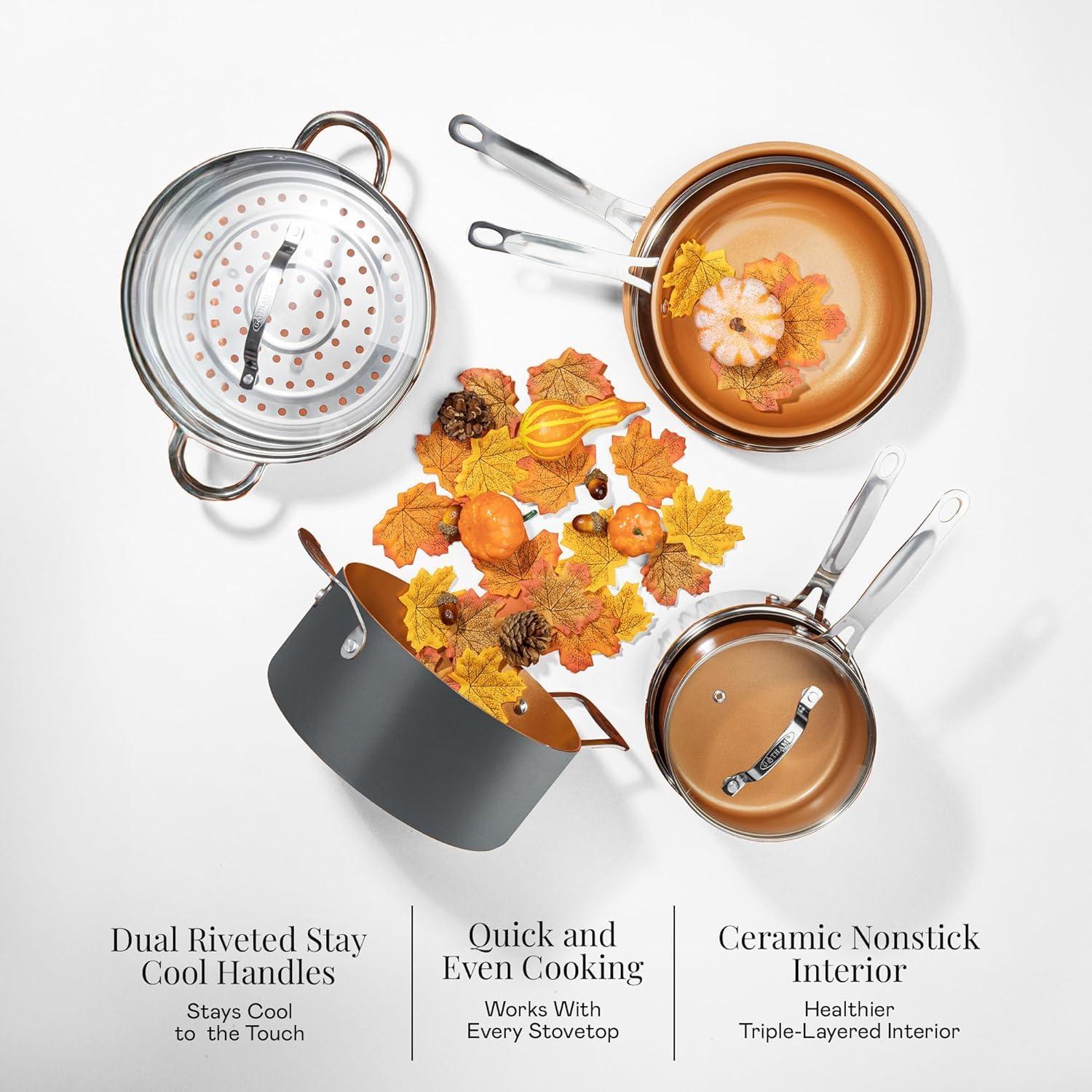 GOTHAM STEEL Gotham Steel 11 Inch Non Stick Frying Pan Nonstick Pan with Ceramic Copper Coating for Long Lasting Nonstick Frying Pan Skillet for Cooking with Stay Cool Handle, Oven/Dishwasher Safe, Non Toxic