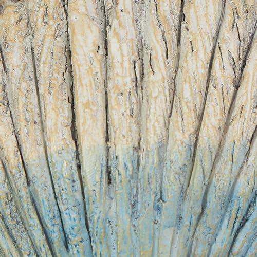 Deco 79 Deco 79 Polystone Shell Decorative Sculpture Textured Ombre Home Decor Statue with Seahorse Accent, Accent Figurine 14" x 4" x 11", Light Blue