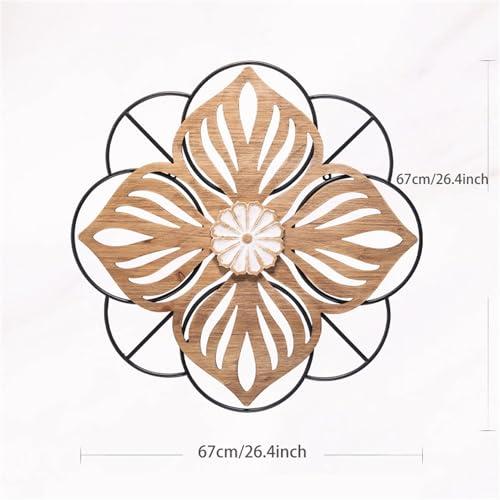 MENALGNDI MENALGNDI Flowers Wall Decor Wall Art, Farmhouse Wall Decor Rustic Wood Round Wall Art Hanging Decoration for Home Bedroom Living Room Decor