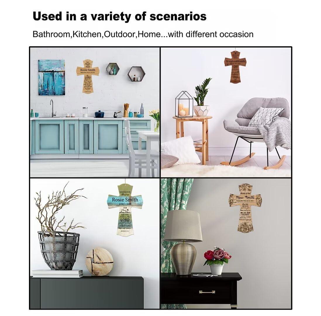 CALUOHO CALUOHO Mexican Talavera Ceramic Crucifix Wall Cross,Hand Painted Floral Hanging Wood Cross Wall Art Home Decor Wooden Cross Craft Gift 5x7 inch