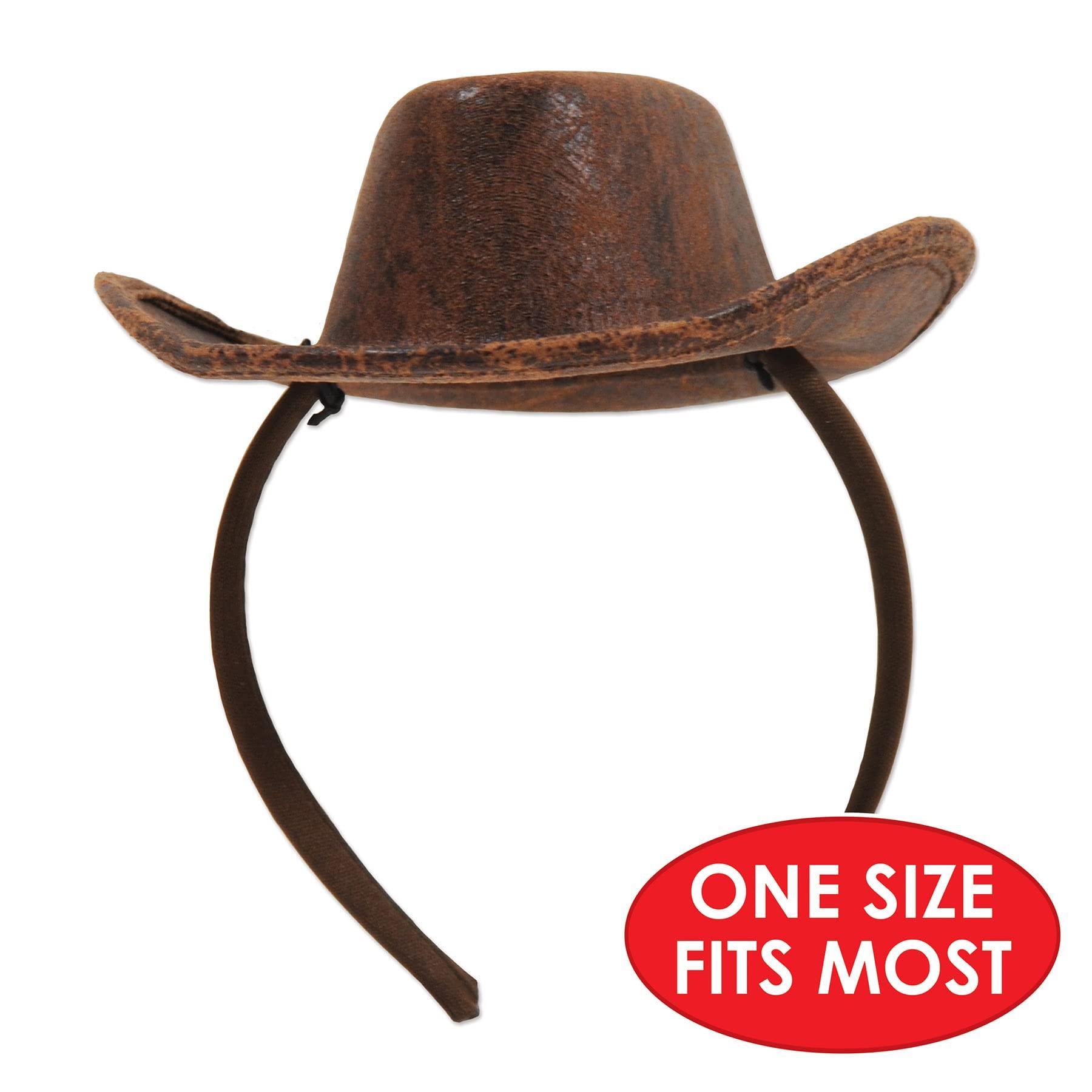 Beistle Beistle 2 Piece Cowboy Hat Headband, One Size, Brown