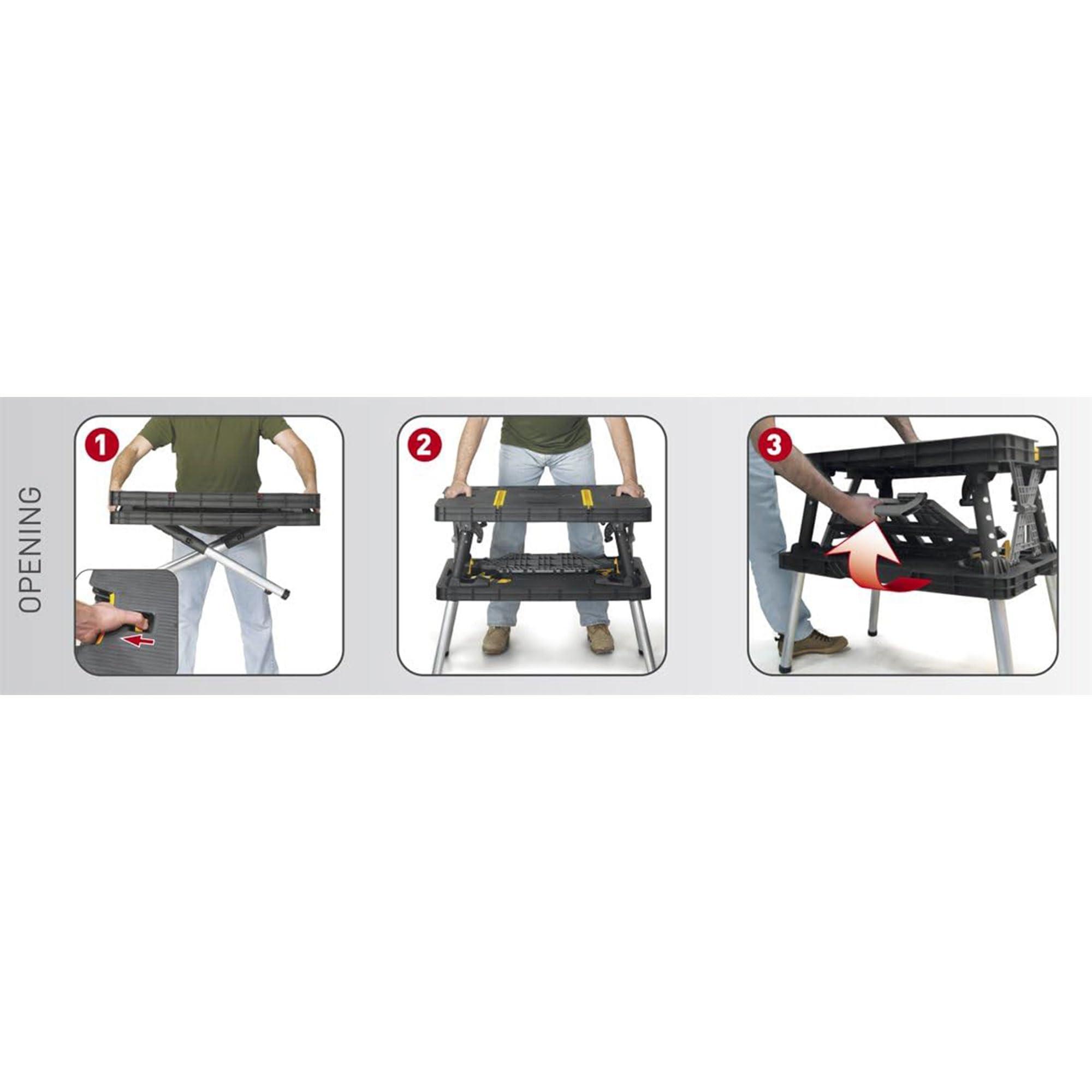 Keter Keter Folding Work Table, Portable Workbench w/ 12\" Clamps for Garage/Wood Shop