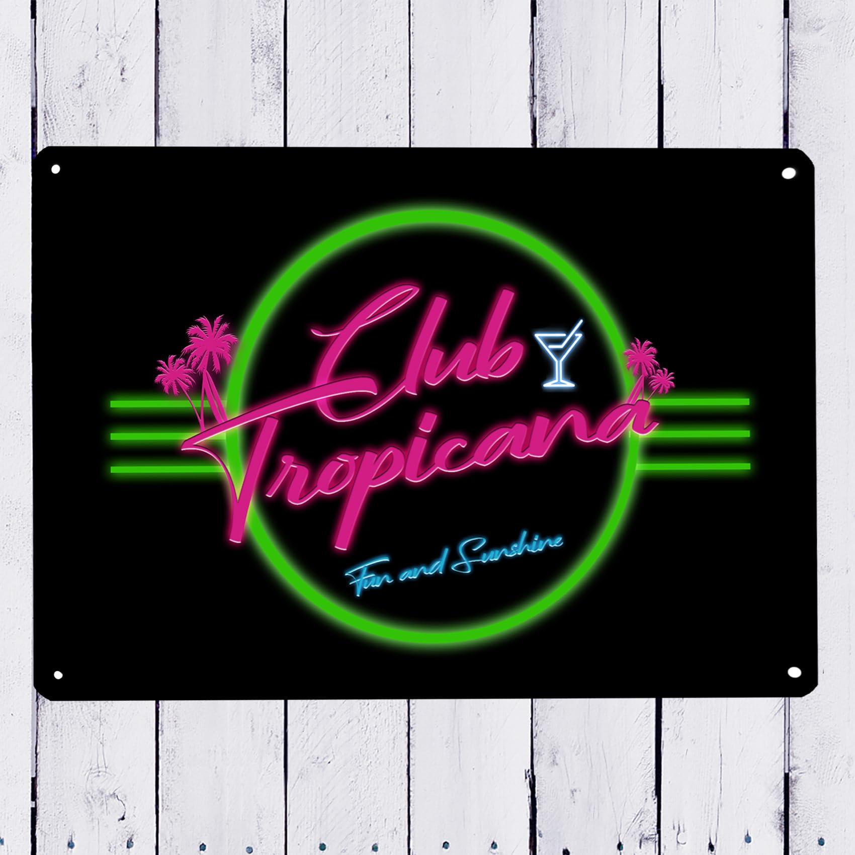 Artylicious Artylicious Club Tropicana Neon Cocktail Bar Wall Art A4 Metal Sign (30 X 20Cm Approx)