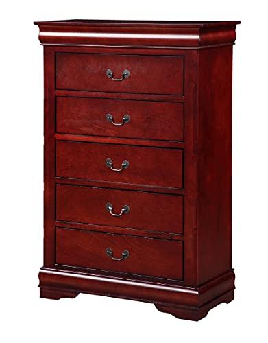 Acme Furniture Acme Louis Philippe 5-Drawer Wooden Chest in Cherry