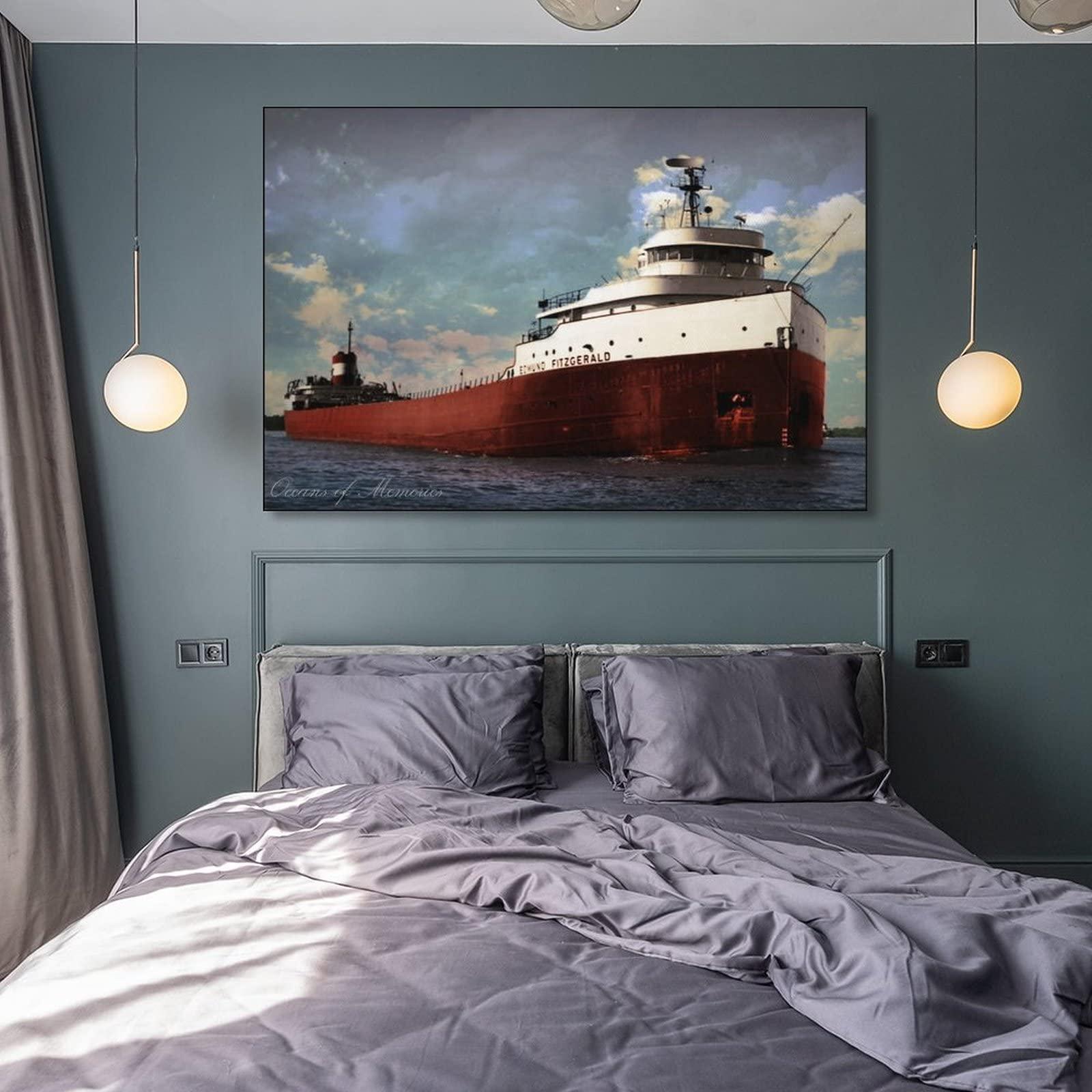 generic Edmund Fitzgerald Ship Painting Poster (4) Wall Art Paintings Canvas Wall Decor Home Decor Living Room Decor Aesthetic Prints 20x30inch(50x75cm) Frame-style