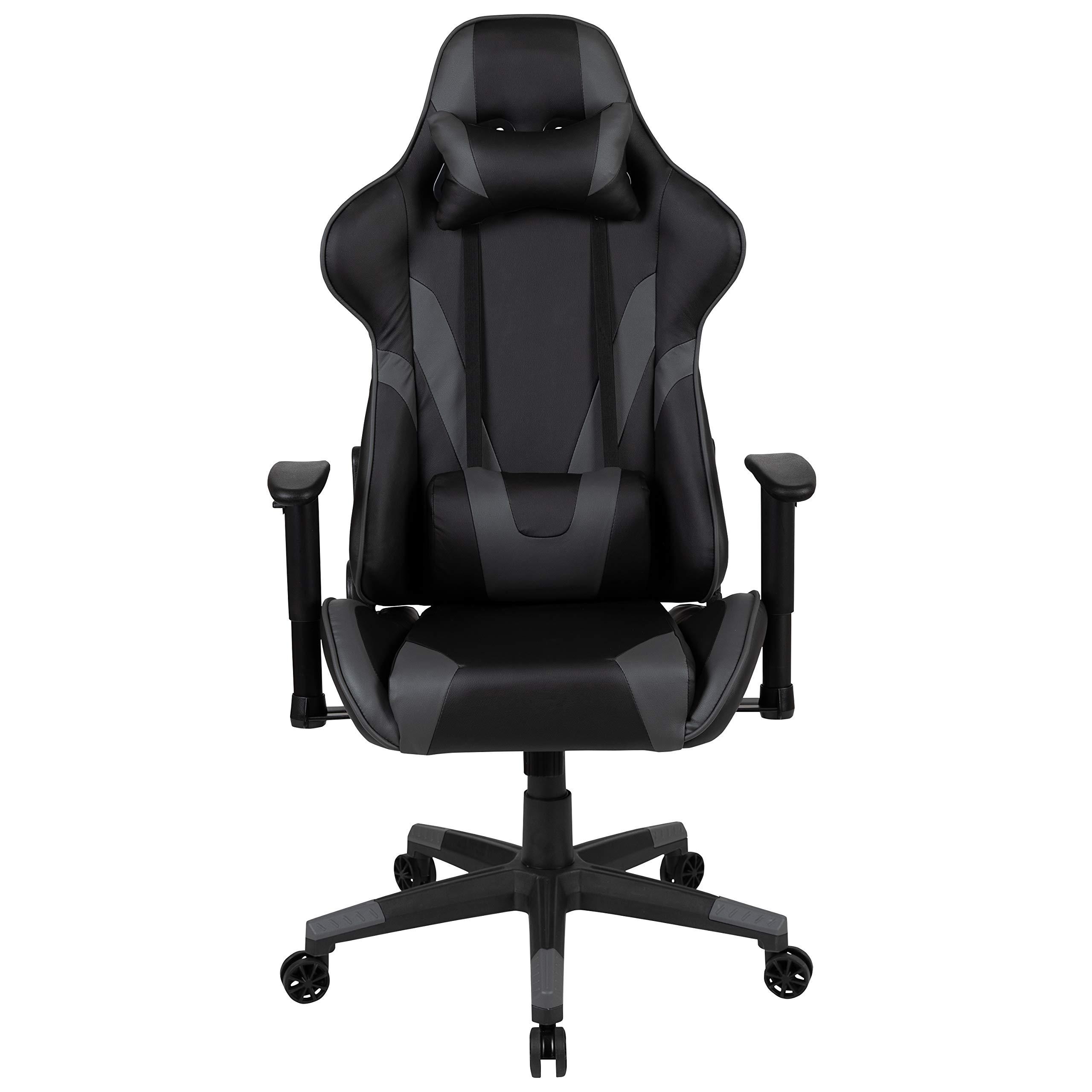Flash Furniture Flash Furniture X20 Gaming Chair Racing Office Ergonomic Computer PC Adjustable Swivel Chair with Fully Reclining Back in Gray LeatherSoft