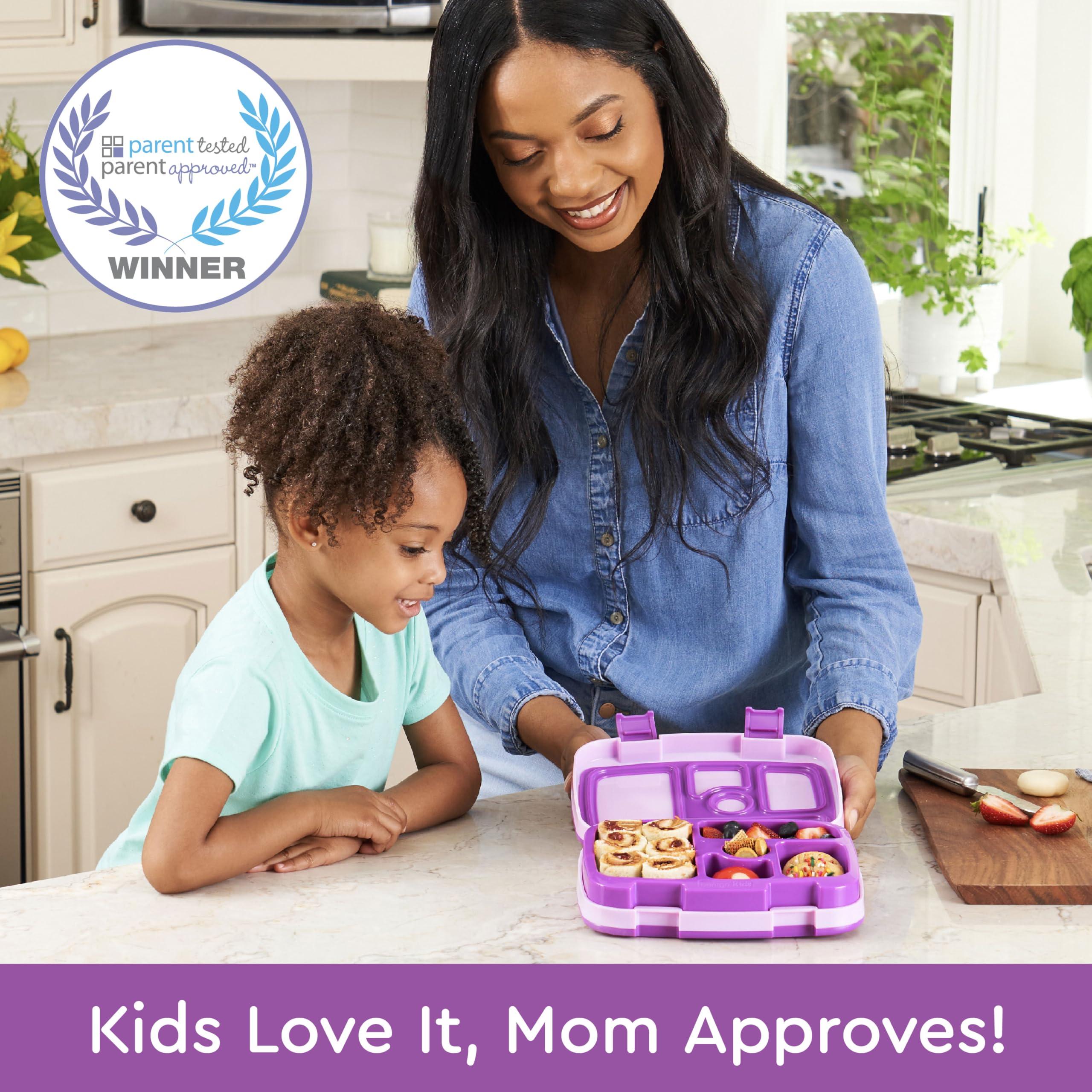 Bentgo Bentgo Kids Bento-Style 5-Compartment Leak-Proof Lunch Box - Ideal Portion Sizes for Ages 3 to 7 - Durable, Drop-Proof, Dishwasher Safe, BPA-Free, & Made with Food-Safe Materials (Purple)