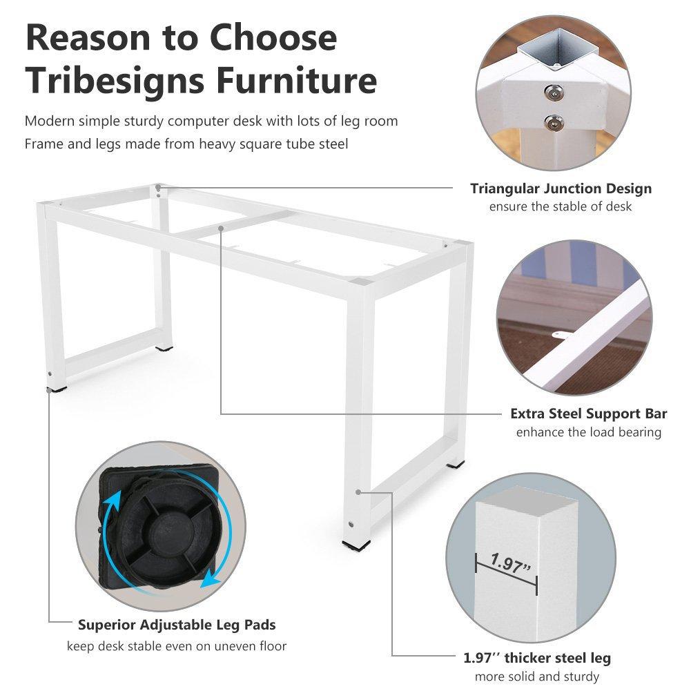 Tribesigns Tribesigns Computer Desk, 55 inch Large Office Desk Computer Table Study Writing Desk for Home Office, White + White Leg