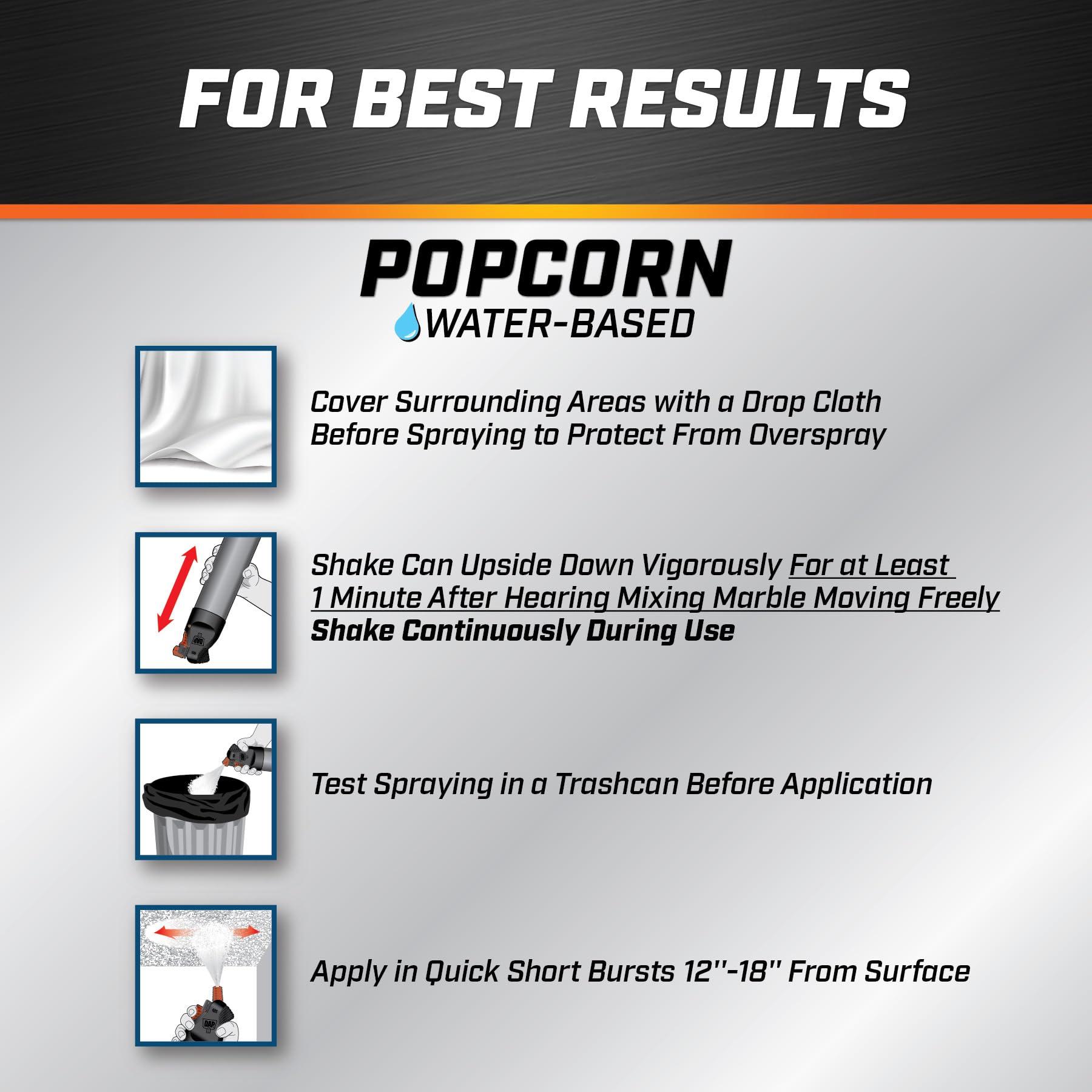 DAP DAP, White, 7079850025 Popcorn Water Based 2in1 Wall & Ceiling Texture Spray with Aim Tech Nozzle, 20 Ounce, 1.25 Pound (Pack of 1)