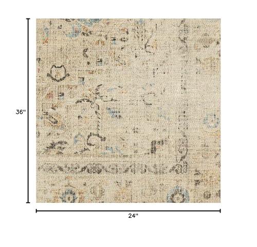 RUGGABLE Ruggable Washable 2x3 Area Rug, Kamran Ivory Opal, Premium Vintage Rugs for Living Room, Bedroom, Kitchen, Office, Classroom with Gripper Non Slip Pad