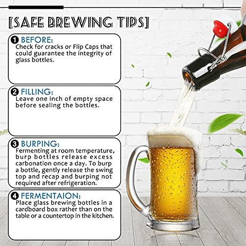 YEBODA YEBODA 16 oz Amber Glass Beer Bottles for Home Brewing with Flip Caps, Case of 6