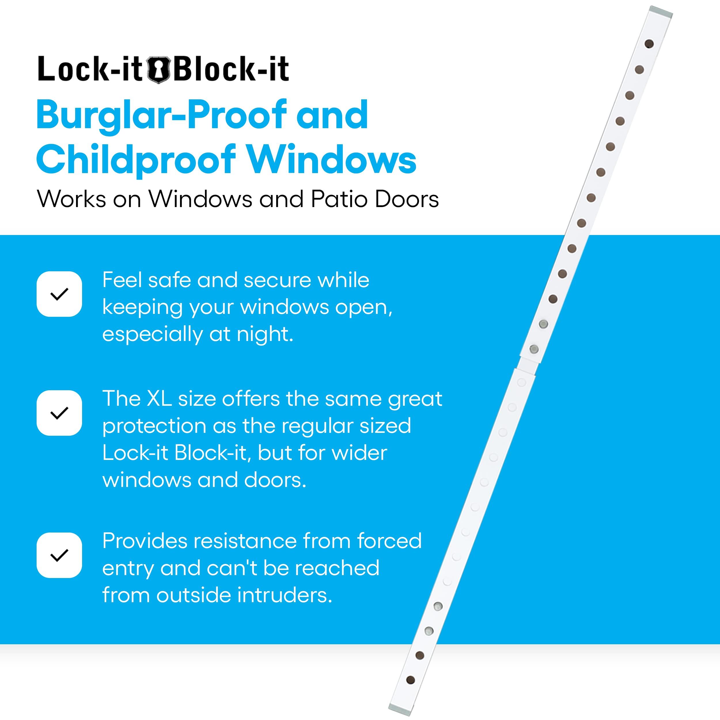 The Lock-It Block-It The Lock-it Block-it Extra Long (1 Device) Home Security Adjustable Window Security Bars/Window Lock Bar, Security Bar for Sliding Glass Door, Child Safety Lock & Sliding Patio Door Security Bar