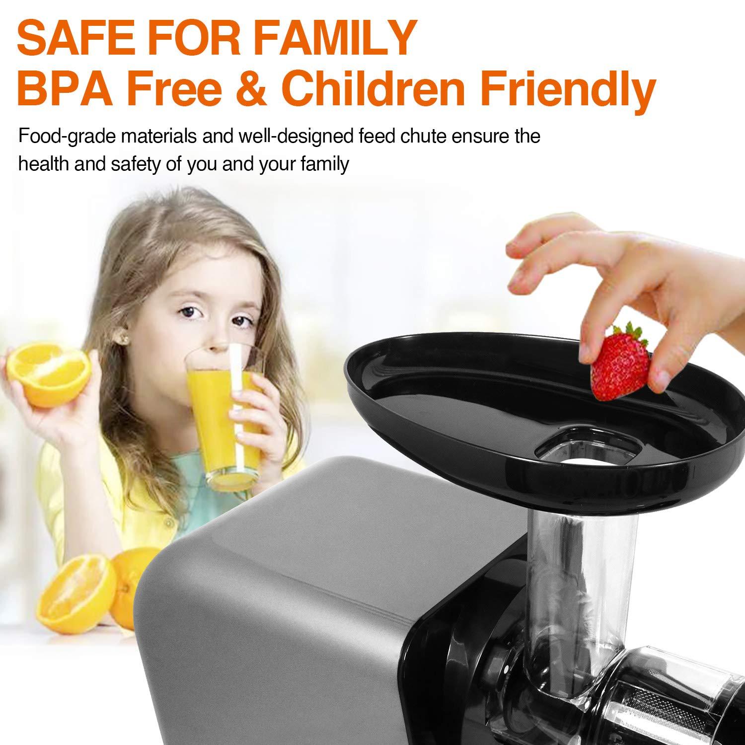 LUFVEBUT Slow Juicer Machine for Vegetables and Fruits Cold Press Masticating Juicer Extractor Celery Wheatgrass Leafy Greens Carrot Ginger Beet, Easy to Clean Juicer BPA-Free Reverse Function,Dishwasher Safe