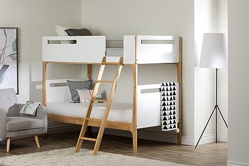 South Shore South Shore Bebble Modern Bunk Bed White and Natural Twin