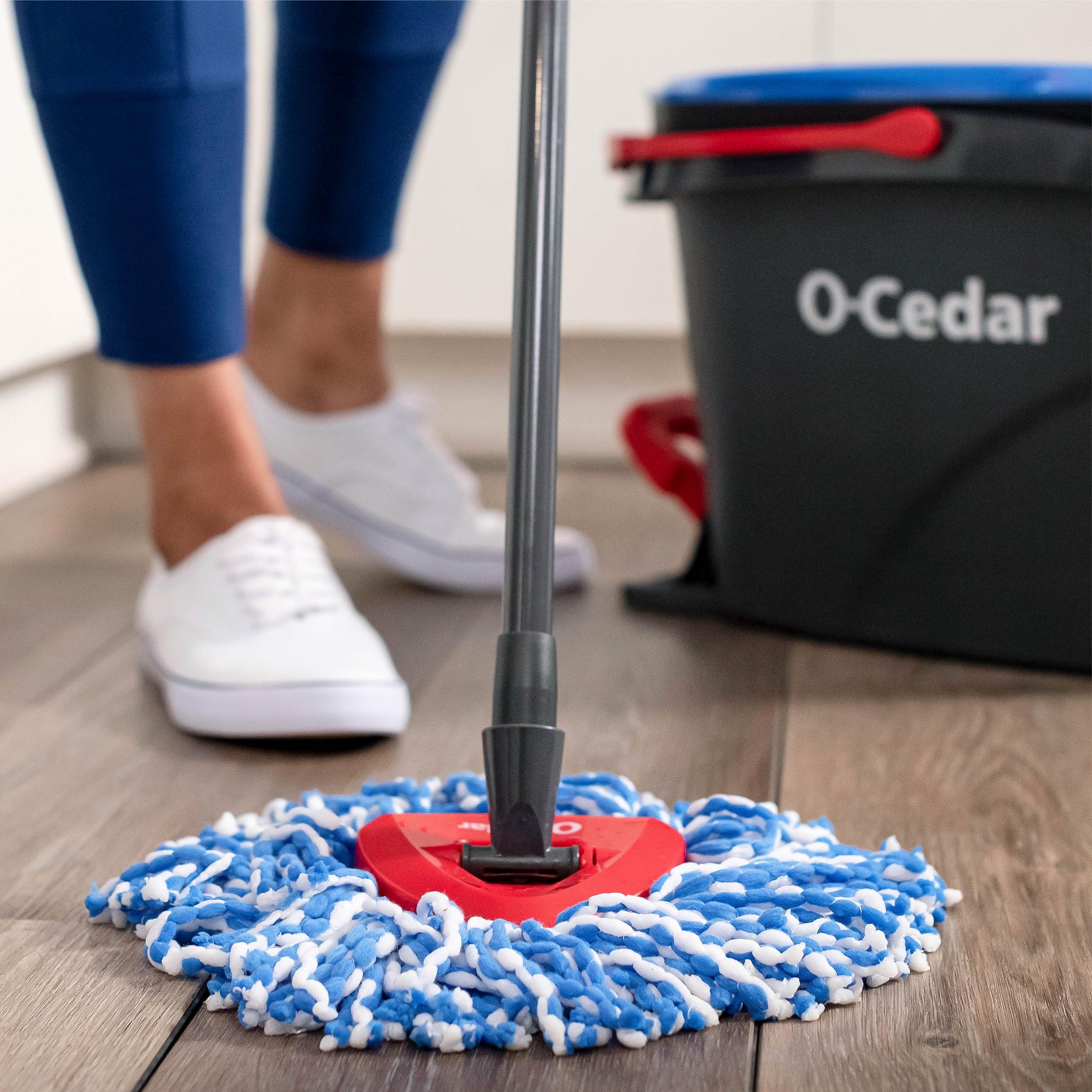 O-Cedar O-Cedar EasyWring RinseClean Microfiber Spin Mop & Bucket Floor Cleaning System with 3 Extra Refills, Plastic, Grey