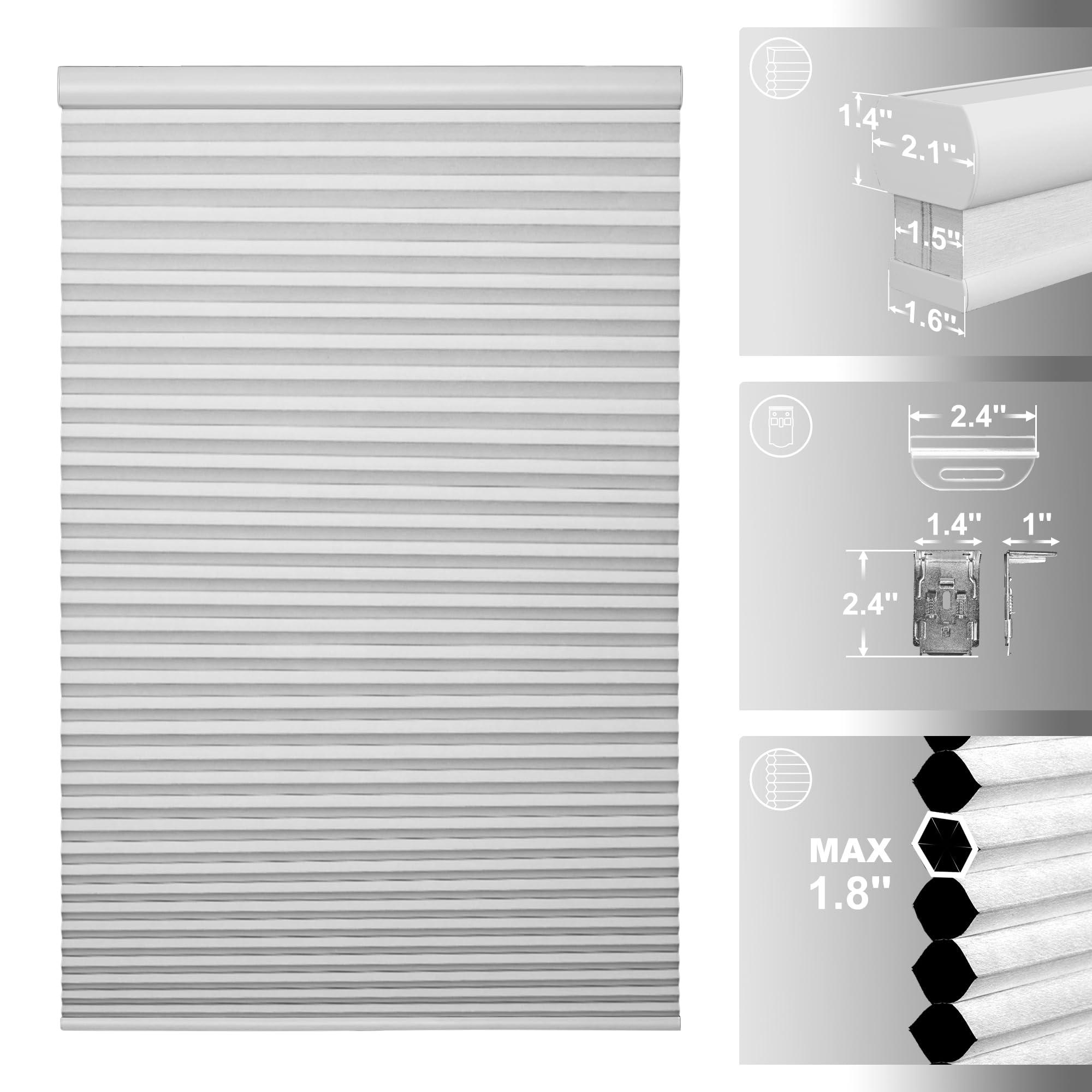HOTSOON HOTSOON 1.8" Single Cell Blackout Cellular Shades Cordless Pull Down Cellular Blinds Thermal Insulated Honeycomb Blinds for Windows, Office, Blackout-White, 19" W x 78" H