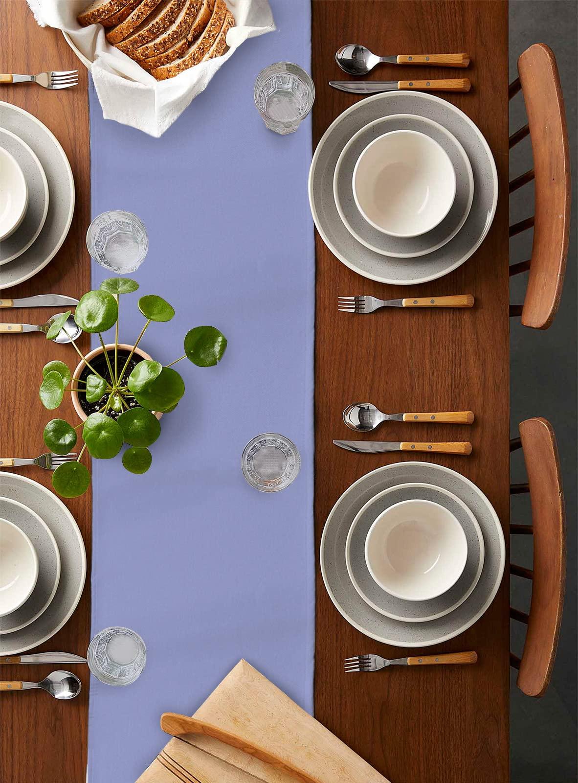 T&H XHome Table Runner, Purple and White Silhouette Dandelion Purple Background Table Runners for Dinner, Party, Wedding, Catering Events, Holiday, Farmhouse, Dresser Scarves Decor 13x108 inch