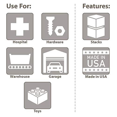 Akro-Mils Akro-Mils 33224 Akro-Grid Plastic Slotted Dividable Modu Box Stackable Grid Storage Tote Container, (22-3/8-Inch L x 17-3/8-Inch W x 4-Inch H), (6 Pack), Red