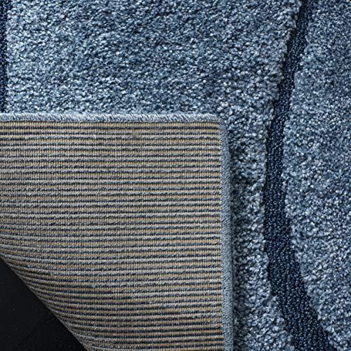 Safavieh SAFAVIEH Florida Shag Collection 5' Square Light Blue / Blue SG471 Abstract Wave Non-Shedding Living Room Bedroom Dining Room Entryway Plush 1.2-inch Thick Area Rug