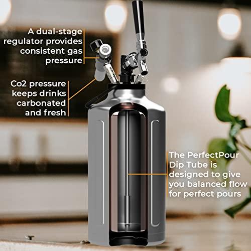 TrailKeg TrailKeg - Carbonated Growler for Beer - One Gallon - 18/8 Stainless Steel - Vacuum Insulated Double Wall, Cold for 48 Hours - Craft Beverage Dispenser for Beer, Soda, Cocktails, and Kombucha
