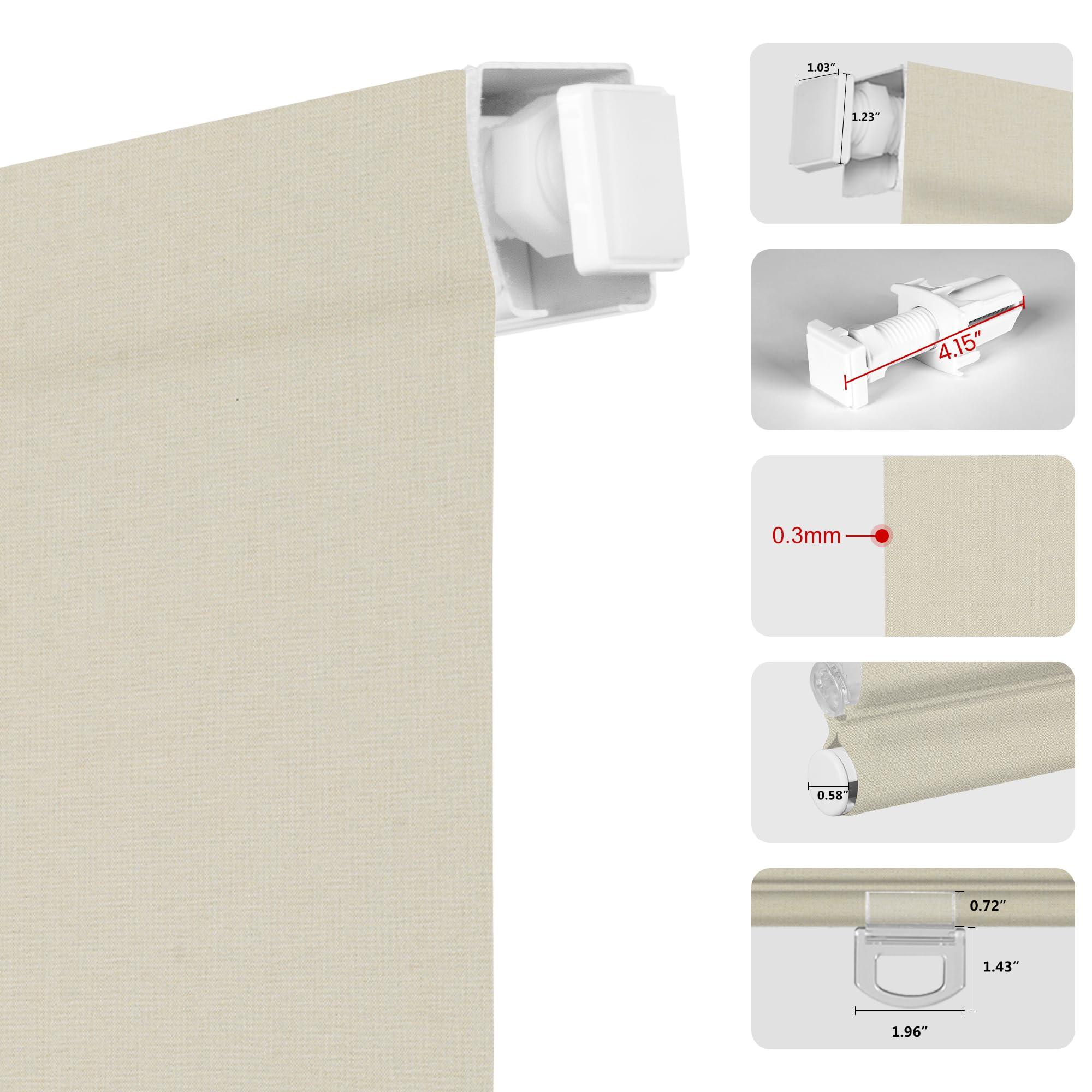 BERISSA BERISSA No Drill Cordless Roman Shades for Window, Blackout Roman Blinds Room Darkening Roll up Blinds Easy Install Linen Roman Window Shades for Inside Mount,34" W x 90" H,Linen Beige