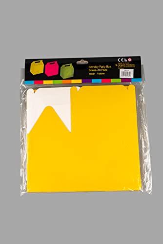 Shatchi Shatchi Cardboard Lunch Takeaway Birthday Wedding Meal Food Cake Boxes Childrens Party Bags, Yellow, Pack of 20