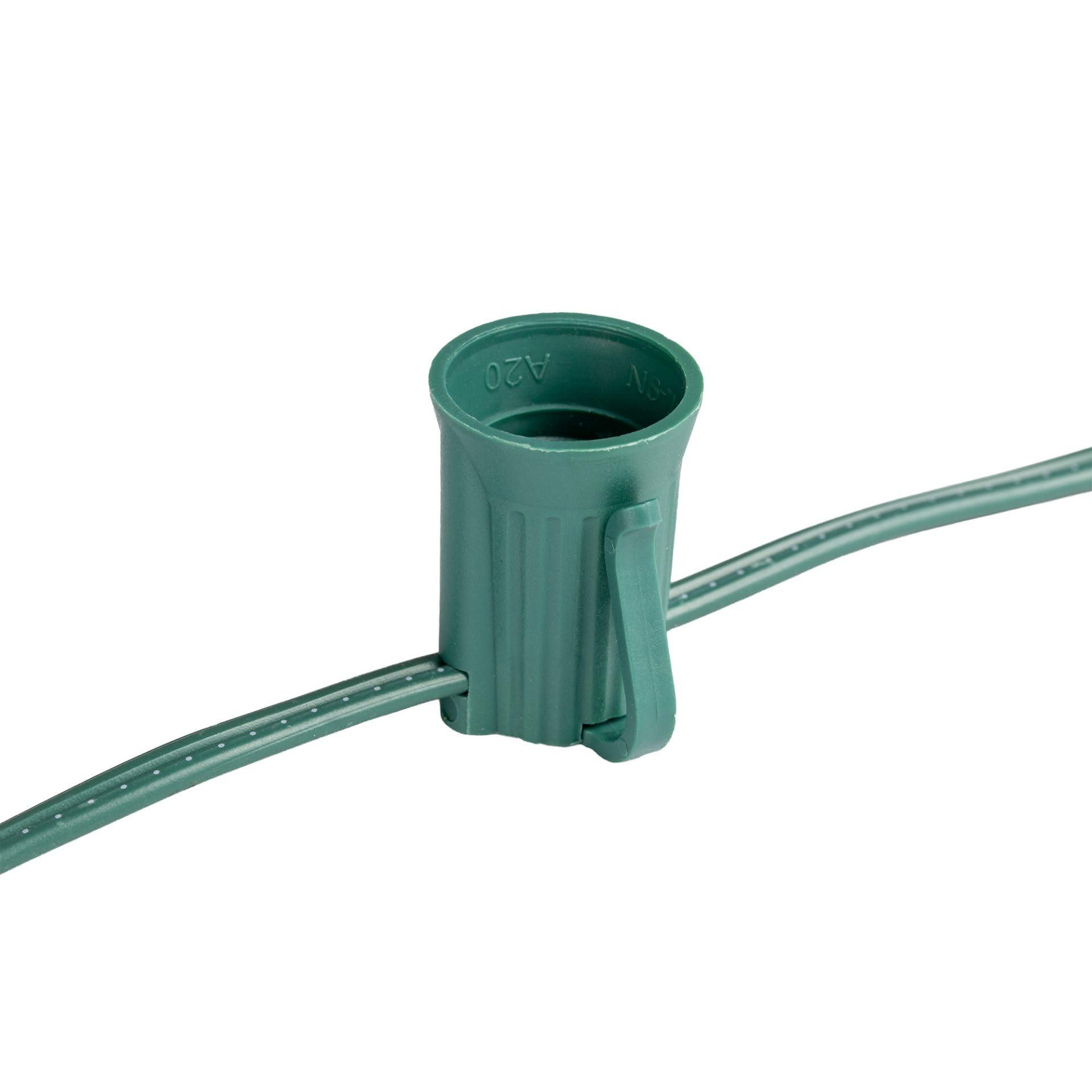 Novelty Lights Novelty Lights 25 Foot String Light Set - Indoor/Outdoor Stringer Set for Christmas, Wedding Decor, Patios, & More - C9/E17 Intermediate Base (Green Wire, 12" Spacing)