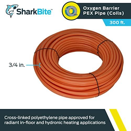 SharkBite SharkBite 3/4 Inch x 300 Feet Orange PEX Pipe, Oxygen Barrier Flexible Water Tubing for Radiant Heating, U870O300