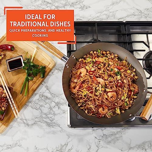 Imusa IMUSA 14in Carbon Steel Wok with Wood Handles