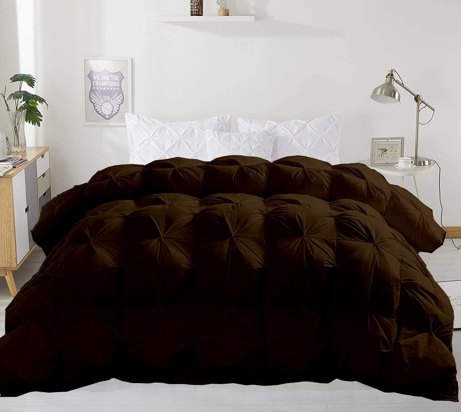 Jackson Hole Home Jackson Hole Home Brown Luxurious Down Comforter- Queen Size 88 x 92 Inches 1 Piece All-Season Duvet Insert, 500 GSM with Corner Tabs 100% Egyptian Cotton (Brown Solid)