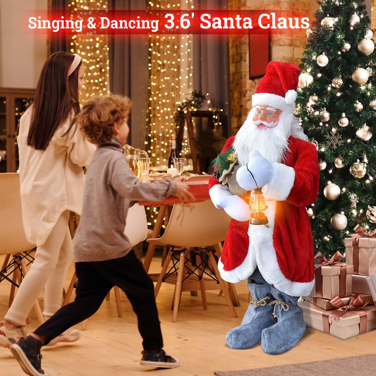 YardGrow YardGrow 3.6FT Christmas Animated Singing & Dancing Santa Life Size Santa Claus Xmas Decoration
