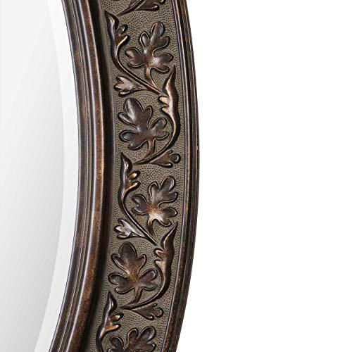 Spinner Moss + Fig Floro Aged Bronze Oval Mirror | Oval Wall Mirror in Aged Bronze Finish (23 in. W x 34 in. H Oval Mirror)