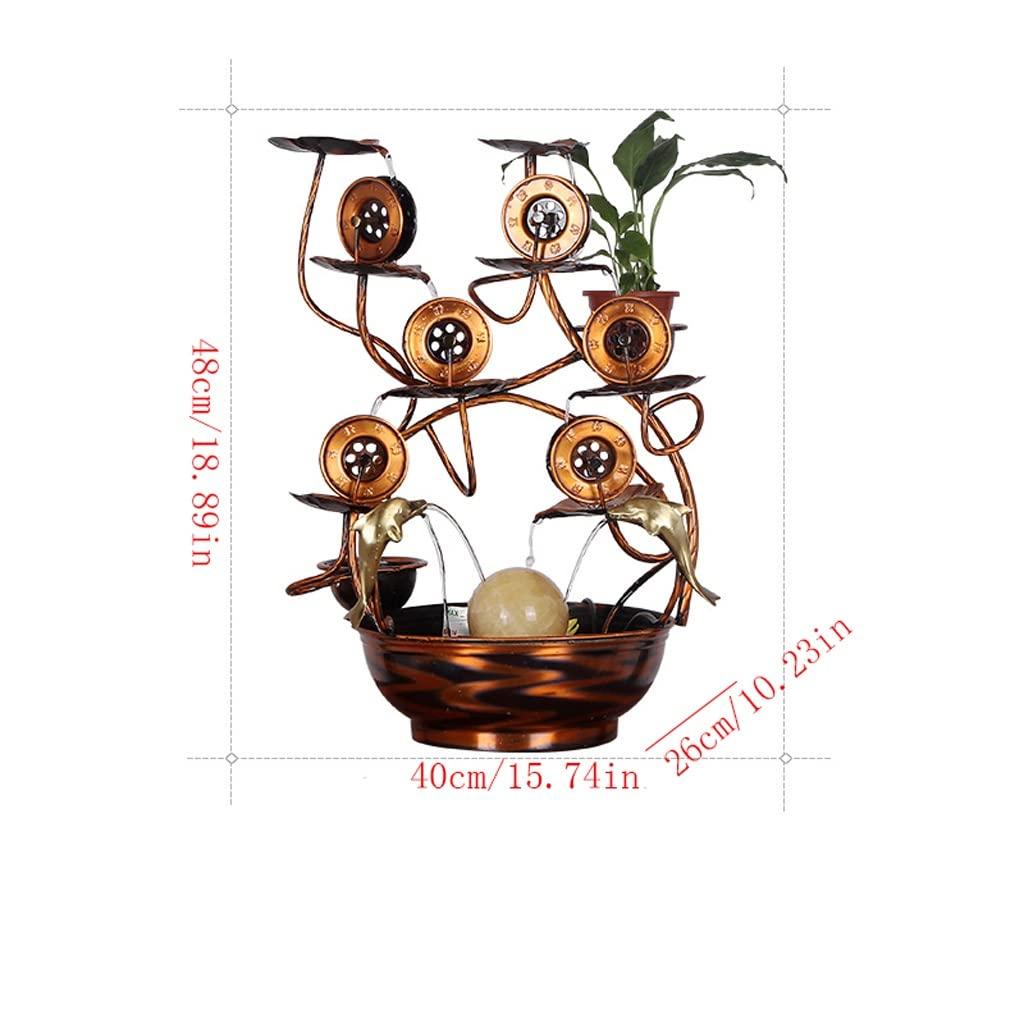 AMONG AMONG Tabletop Fountains Tabletop Fountain Copper Retro Water Fountain Desktop Waterfall Fountain Home Living Room Desktop Ornament Indoor Waterfall Feature