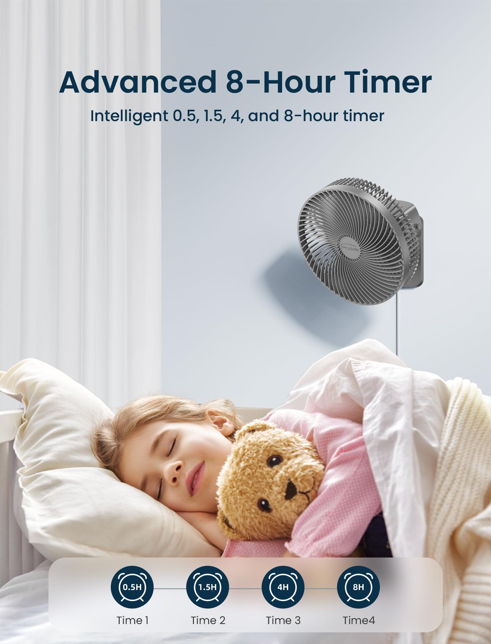 Shinebella 10 Inch Wall Mount Oscillating Fan with Remote and Timer, Small Bedroom RV Fan with 4 Speeds, Quiet Operation,90Oscillation, Adjustable Tilt,5.92 ft Wire, Cooling Bathroom Wall Mounted Fans