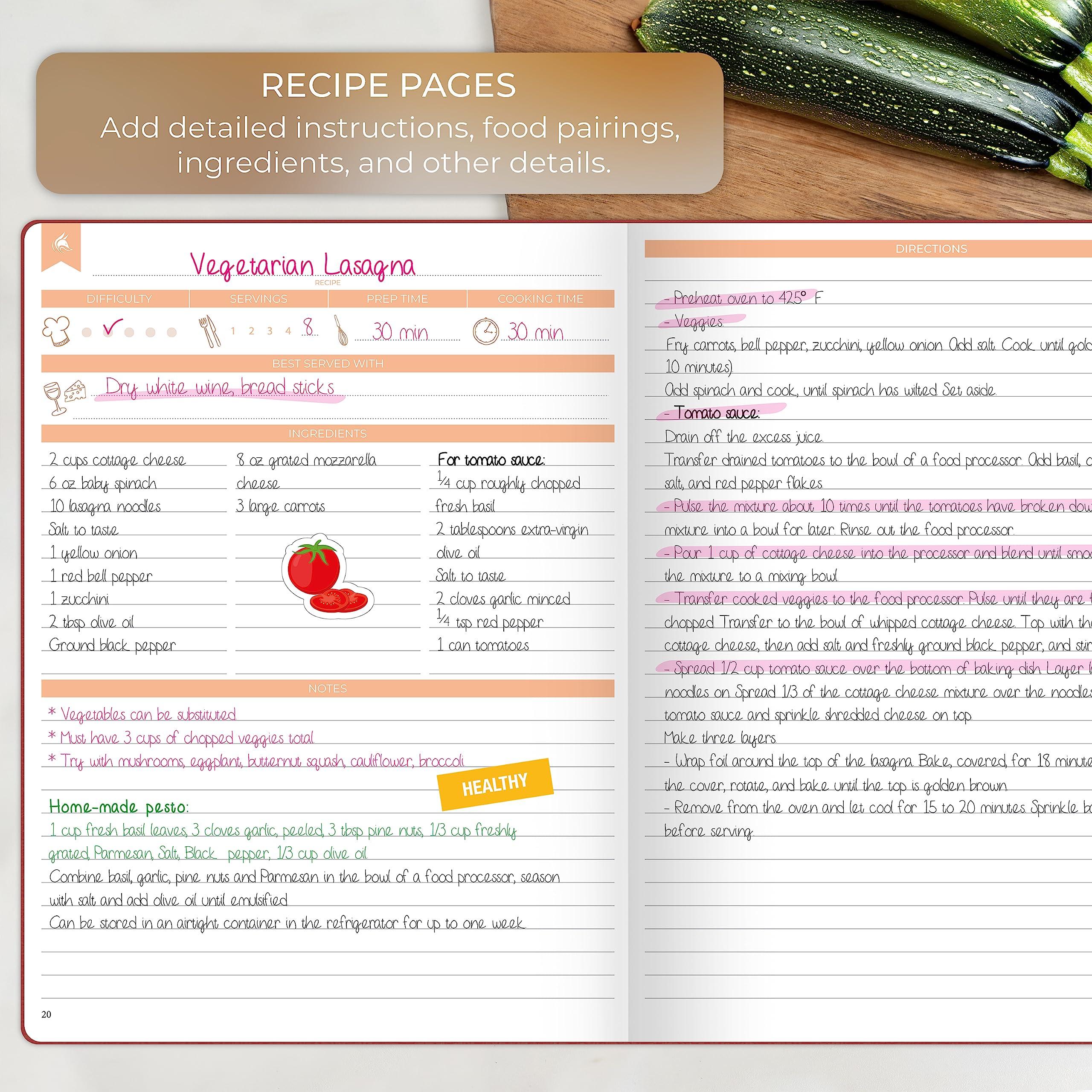 Clever Fox Clever Fox Recipe Book Make Your Own Family Cookbook Blank Recipe Notebook Organizer Empty Cooking Journal to Write In Recipes Large Size, 8.5x11.2, Hardcover, Burgundy