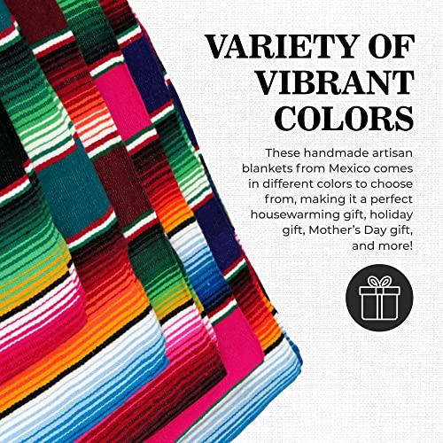 Leos Imports Leos Imports Mexican Serape Blanket, Traditional Saltillo Mexican Blanket, Handmade Mexican Blankets and Throws, Multipurpose Indoor and Outdoor Blankets and Throws, 84 x 55 Inches, Black