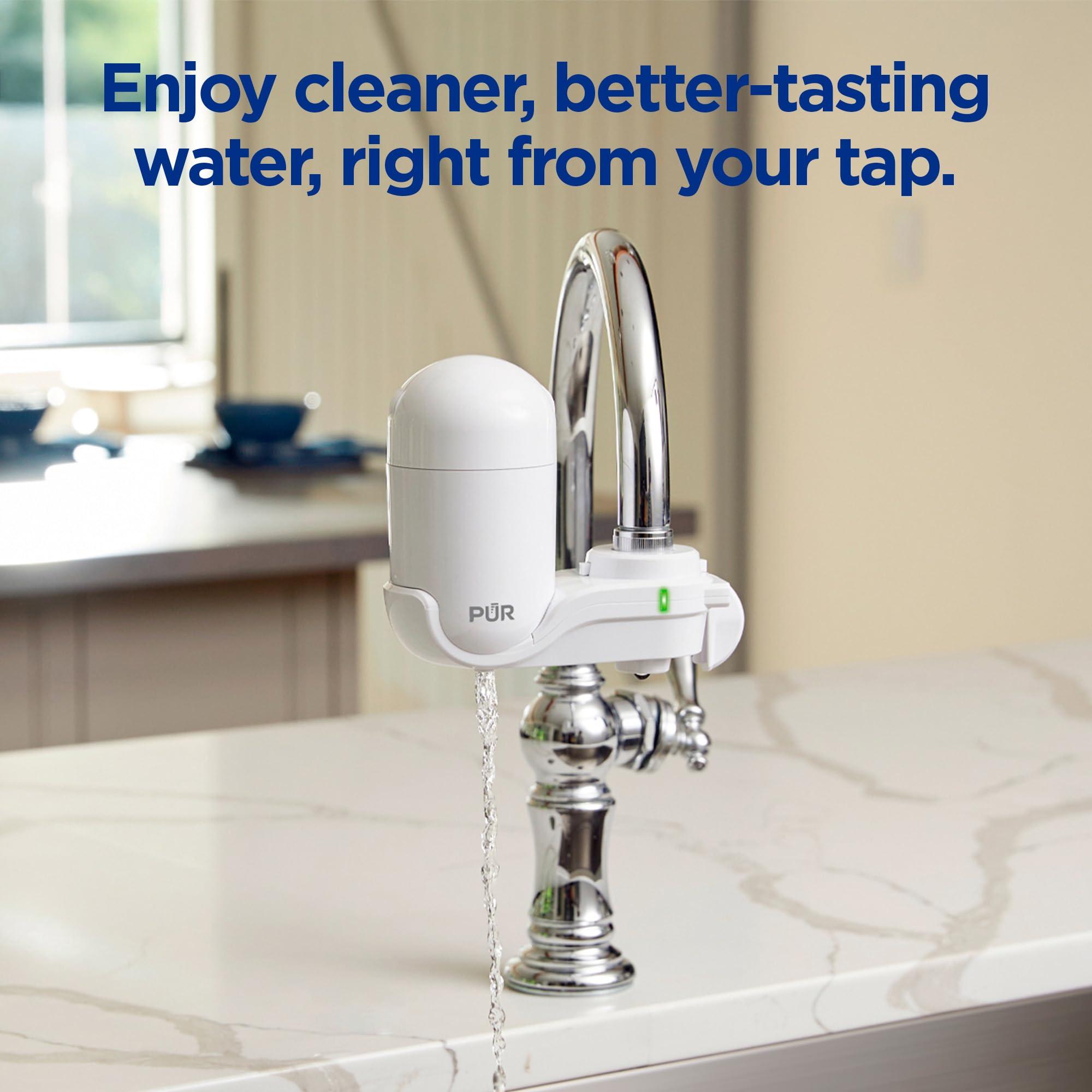 PUR PUR FM-3333B FM3333B Vertical Faucet Mount Water Filtration System with Lead Reducing Filter, 1.1, White