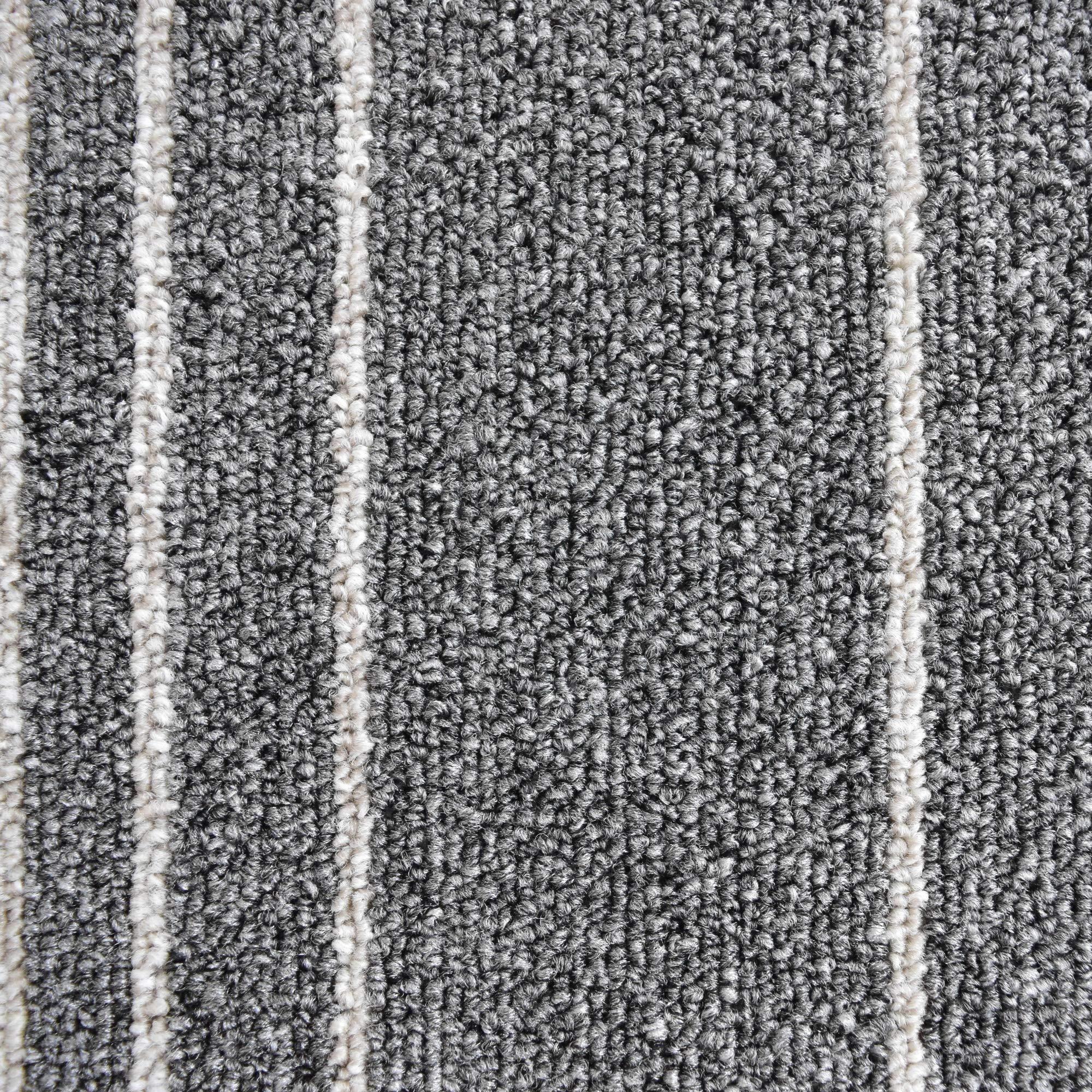 iCustomRug iCustomRug Striped Carpet Runner 24 Wide by Custom Length for Stairs and Hallways Finished All Sides 2' X 25' Silver