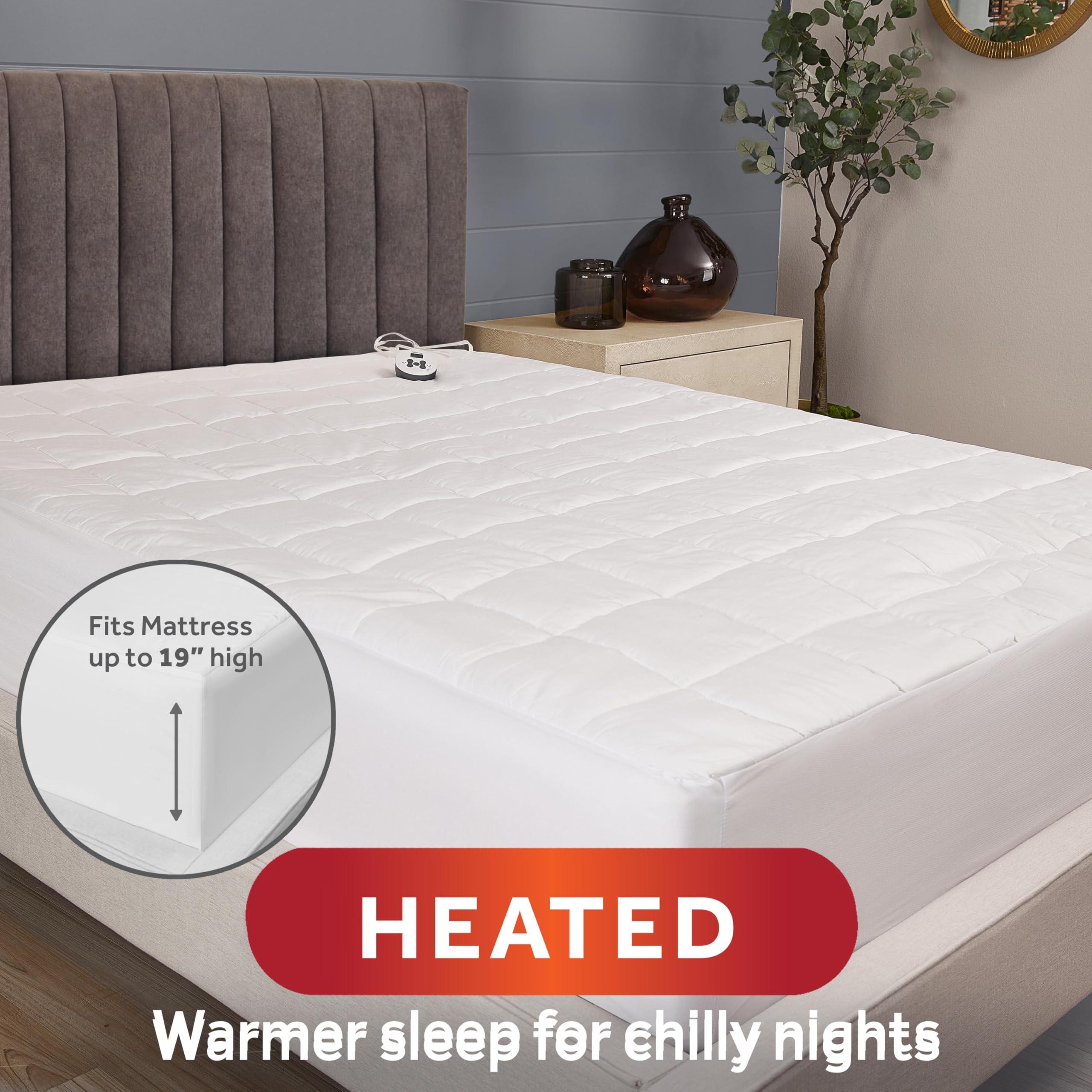 Sunbeam Sunbeam Restful Premium Quilted Heated Mattress Pad - King White
