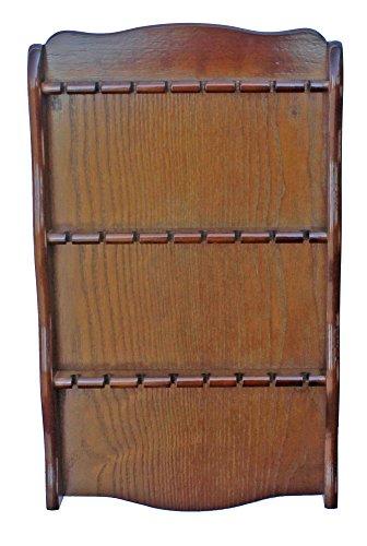 DisplayGifts Spoon Rack Holder to hold 24 Souvenir Spoons Teaspoon Collection Walnut Finish Display Case No Door